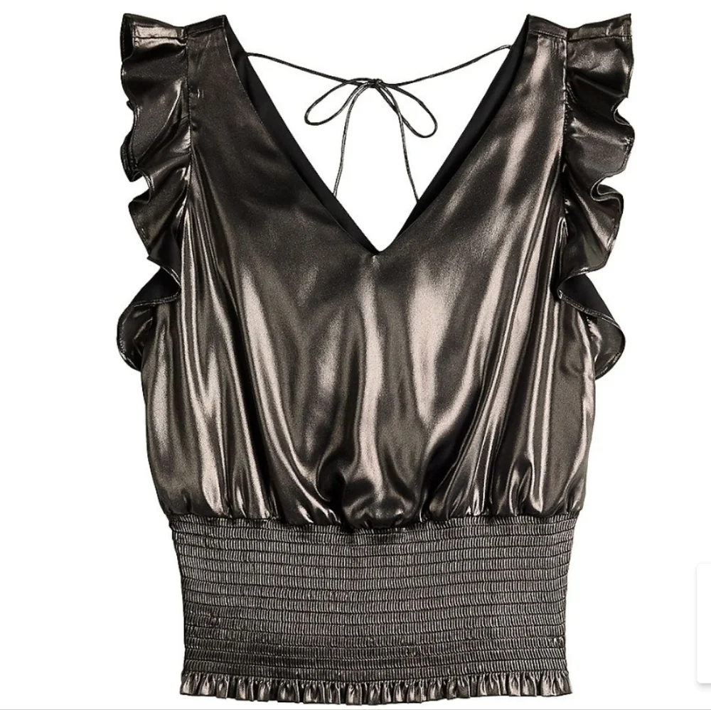 Nine West sleeveless ruffle smocked hem top 🩶 - Picture 2 of 8